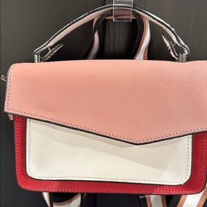 Botkier Cobbler colorblock Crossbody Bag in Bold Red white and Light Pink